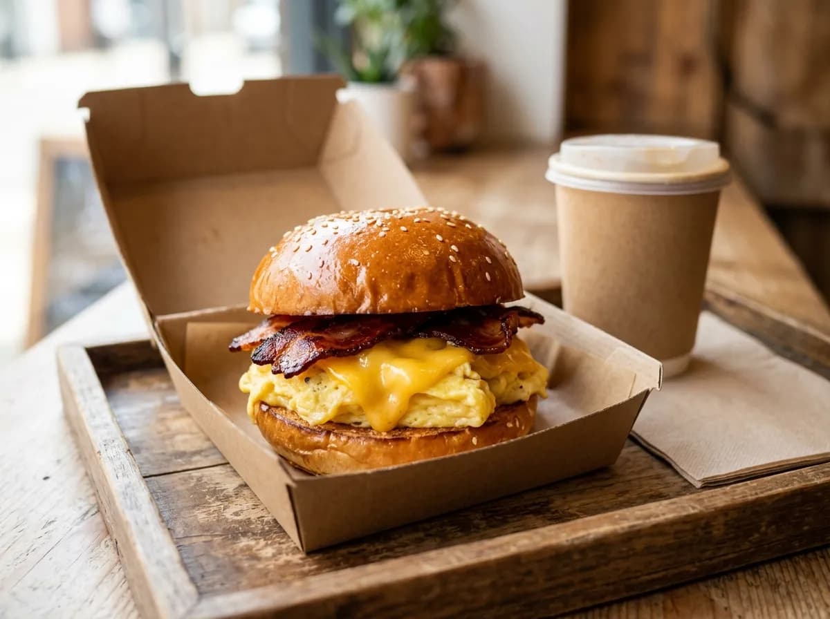 Bacon, Egg and Cheese Brioche Breakfast Sandwich