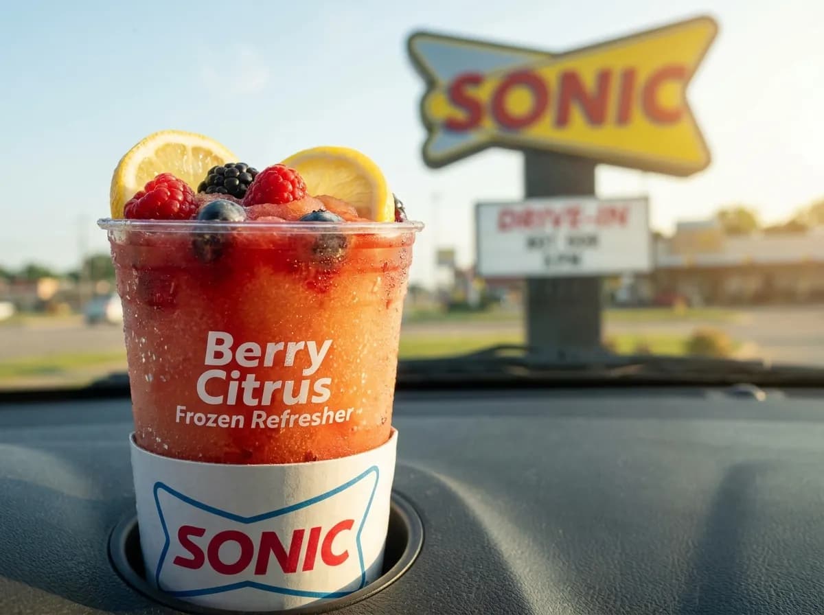 Berry Citrus Frozen Refresher, a vegetarian item on the Sonic Drive-In menu