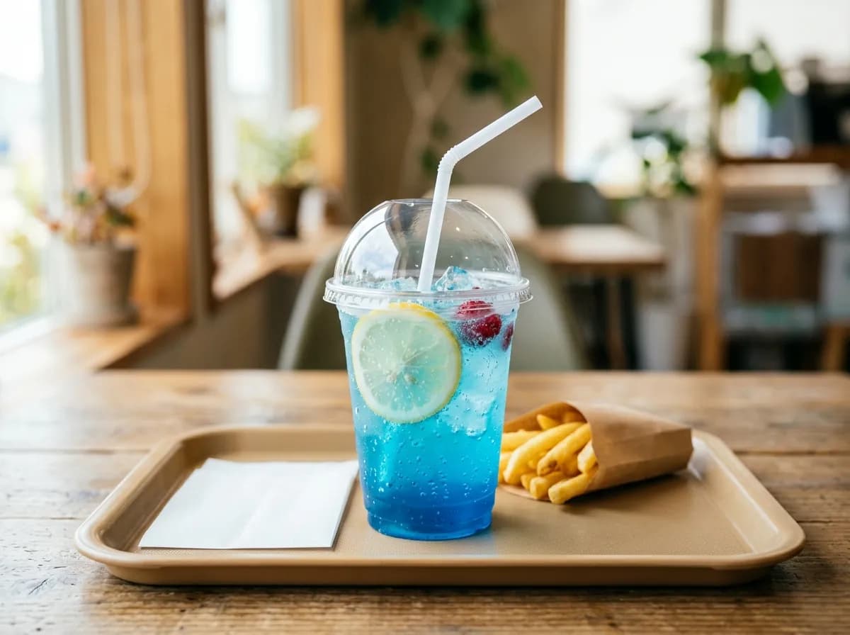 Blue Raspberry Lemonade, a vegetarian item on the Sonic Drive-In menu