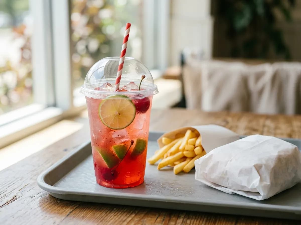 Diet Cherry Limeade, a vegetarian item on the Sonic Drive-In menu
