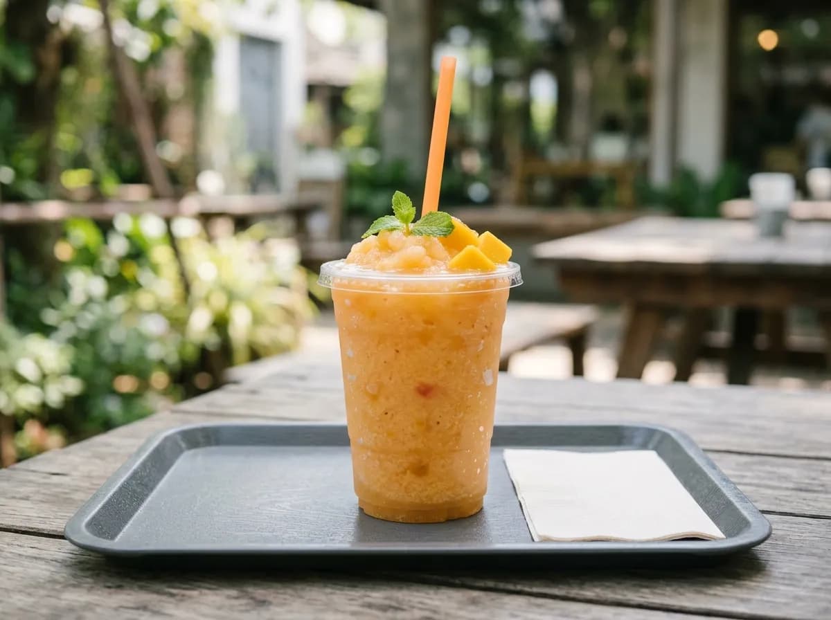 Mango Peach Frozen Refresher, a vegetarian item on the Sonic Drive-In menu