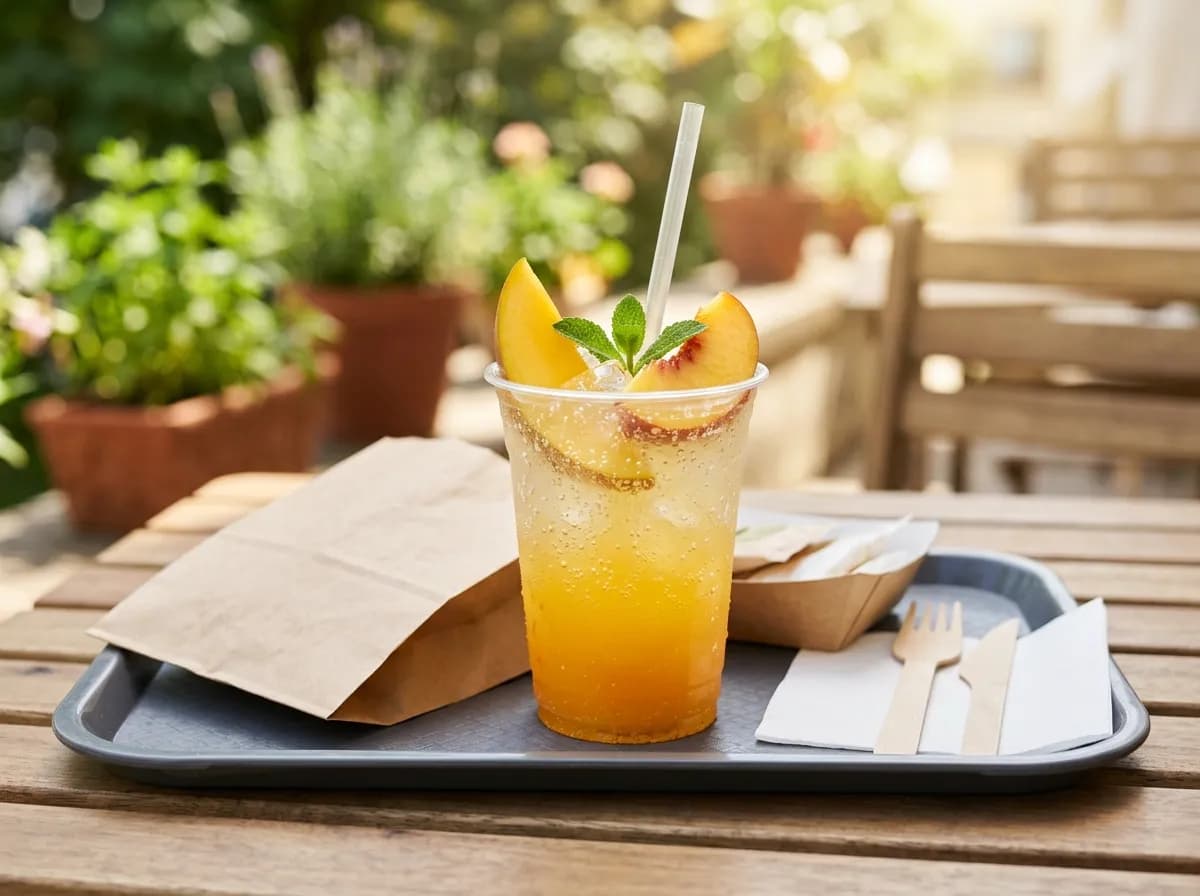 Mango Peach Sparkling Refresher, a vegetarian item on the Sonic Drive-In menu