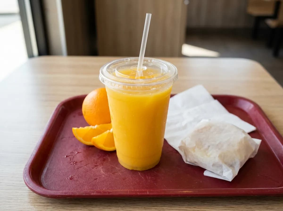 Simply Orange Juice, a vegetarian item on the Sonic Drive-In menu