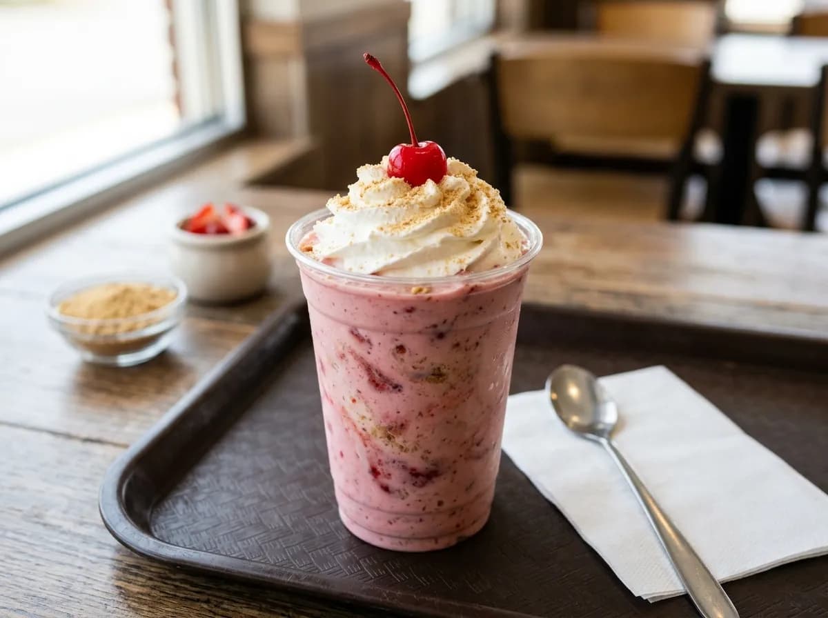 Strawberry Cheesecake Master Shake, a vegetarian item on the Sonic Drive-In menu
