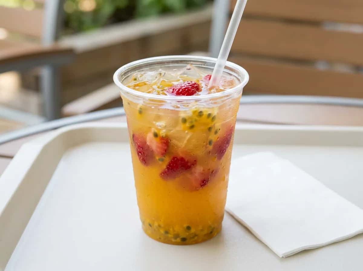 Strawberry Passion Fruit Refresher, a vegetarian item on the Sonic Drive-In menu