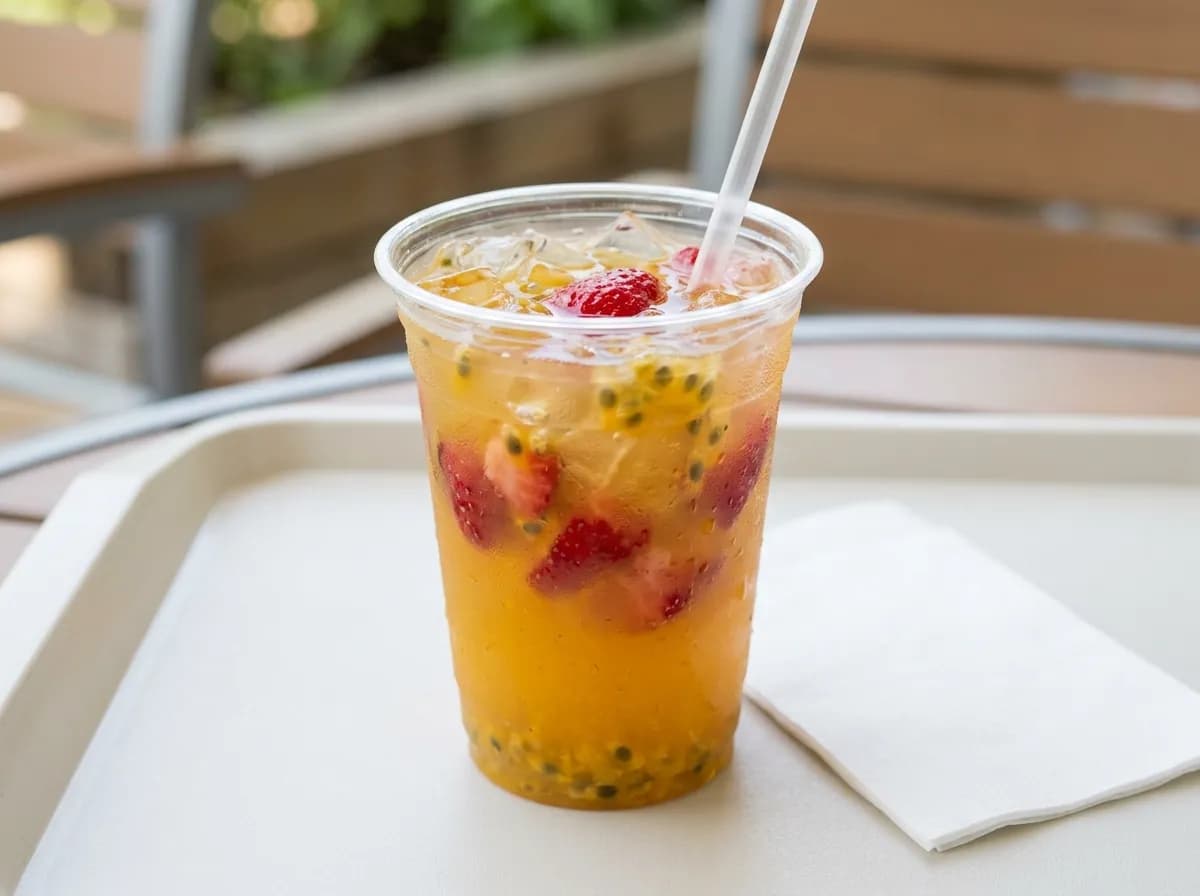 Strawberry Passion Fruit Refresher, a vegetarian item on the Sonic Drive-In menu