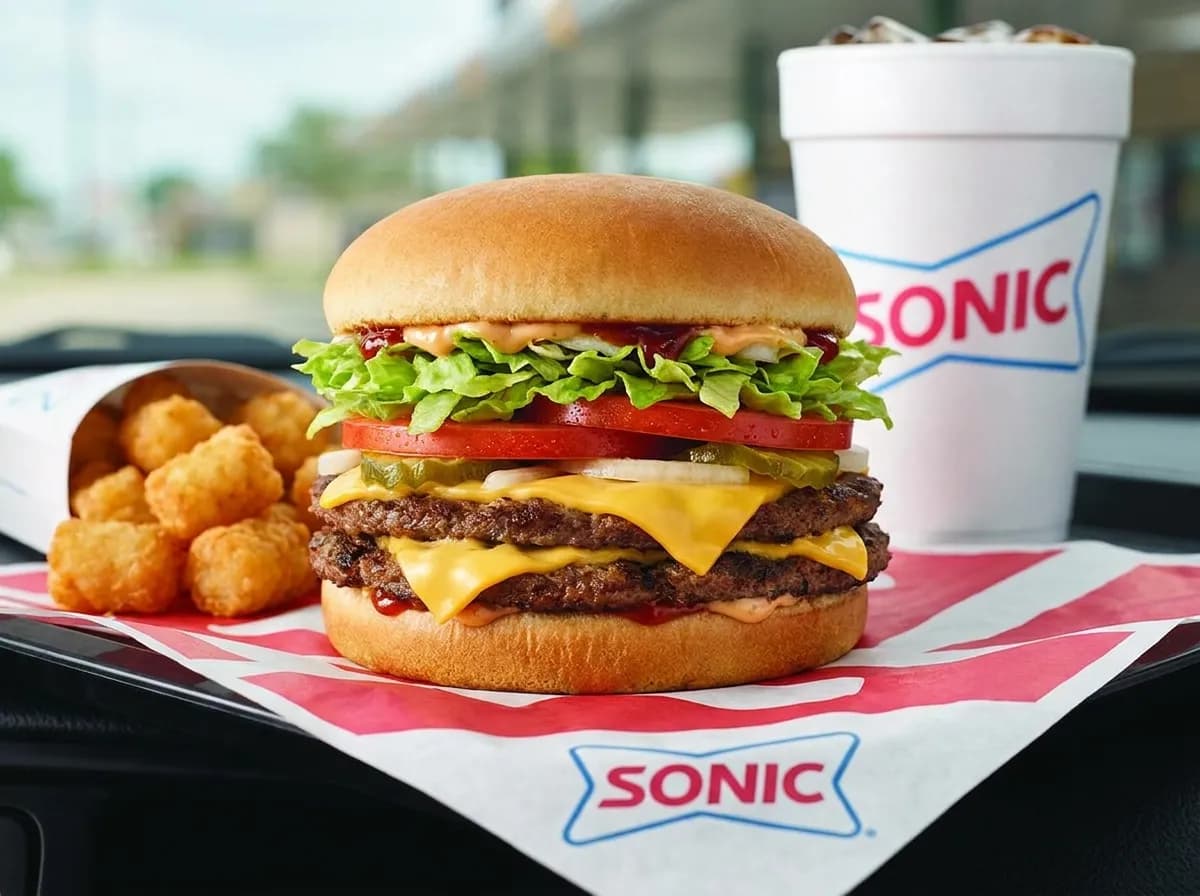 SuperSONIC Double Cheeseburger at Sonic Drive-In, Burgers menu 2026