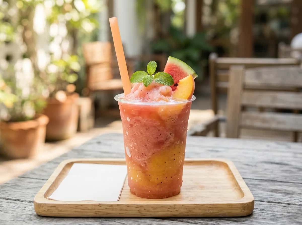 Watermelon Peach Frozen Refresher, a vegetarian item on the Sonic Drive-In menu