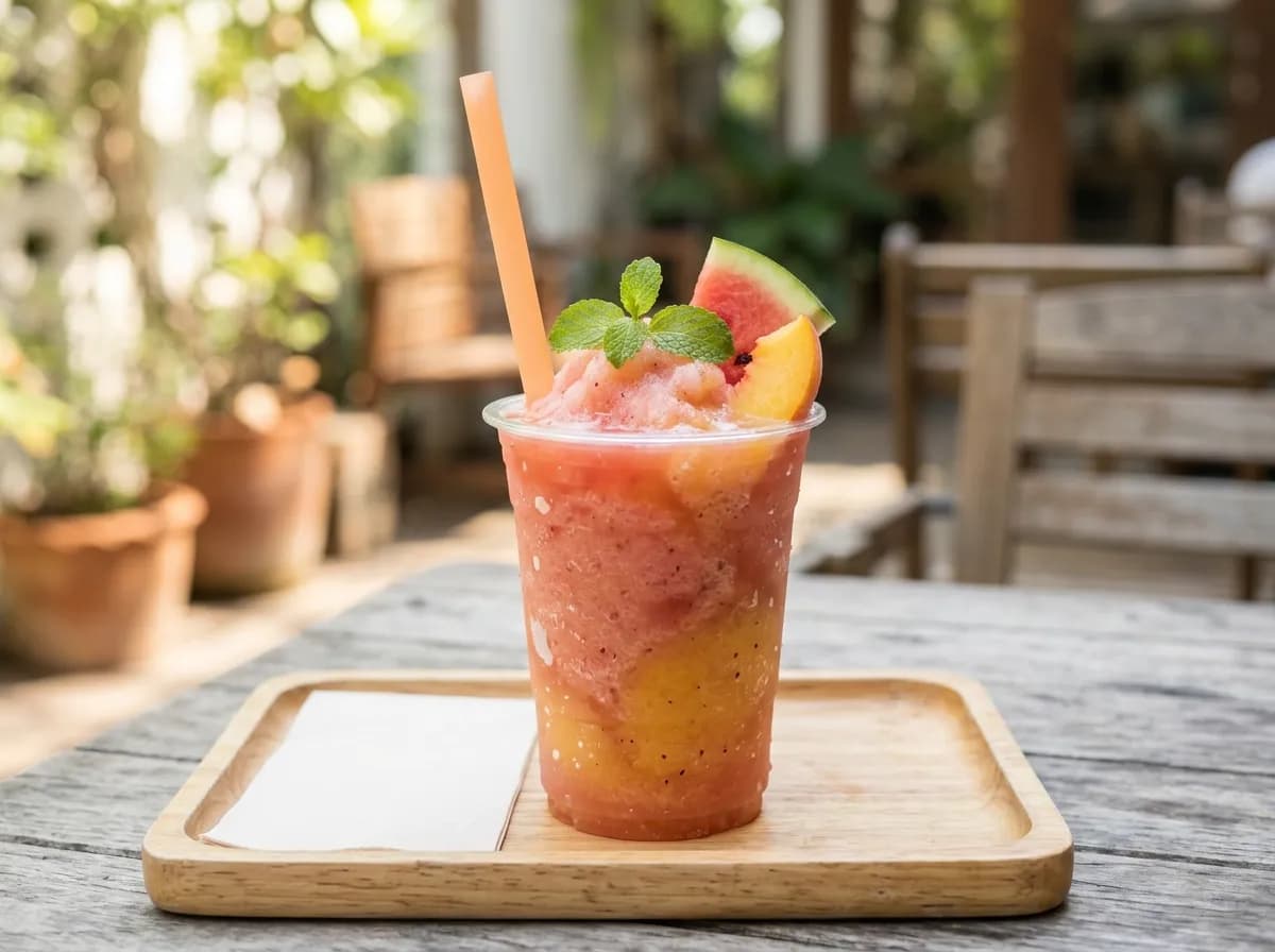 Watermelon Peach Frozen Refresher, a vegetarian item on the Sonic Drive-In menu